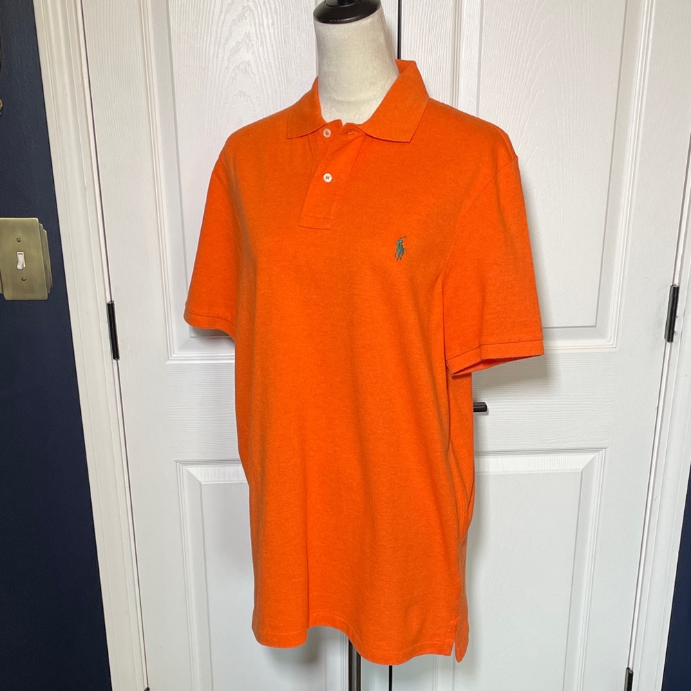 Polo Ralph Lauren Orange Short-Sleeve Polo with Green Embroidered Logo Sz M